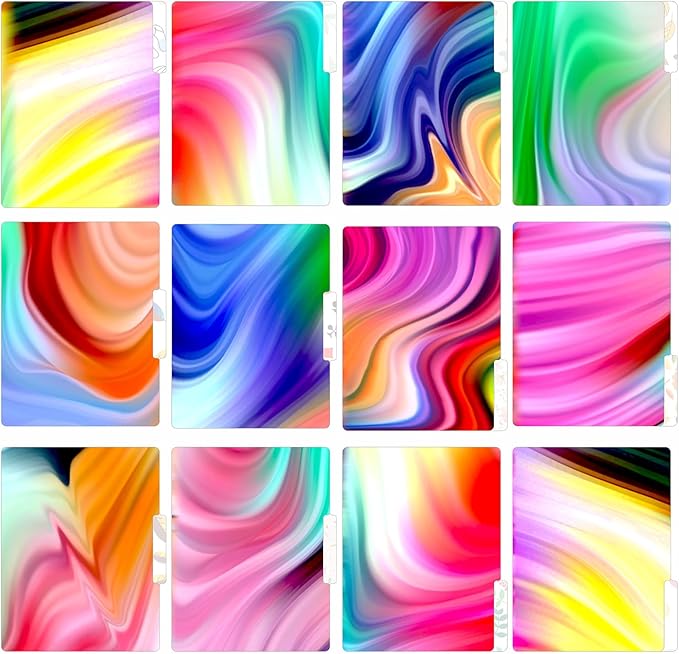PARTH IMPEX 12 Pack Decorative File Folders, 1/3 Cut Tab with Assorted Positions, Letter Size Paper Holders (9.37” x 11.75”) Matte Finish Laminated for Office School Work - Gradient Colored Design