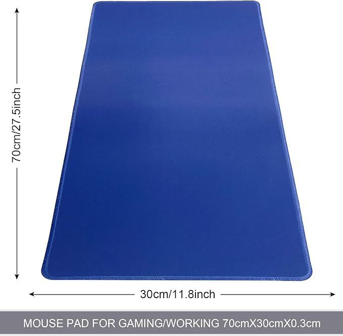 Large Gaming Mouse Pad, Non-Slip Rubber Base, [27.5x11.8IN] Computer Desk Mat for PC, Mac, Laptop - Stitched Edges and Smooth Surface for Office, Home, Work-70x30 NavyblueJ