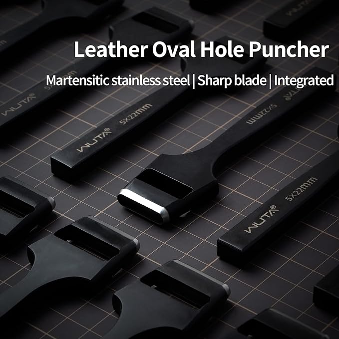 WUTA Belt Hole Puncher Oval Hole Cutter Strap Watch Band Flat Punch Tools Leather Hollow Punch for Leather Crafting (5 * 16mm)