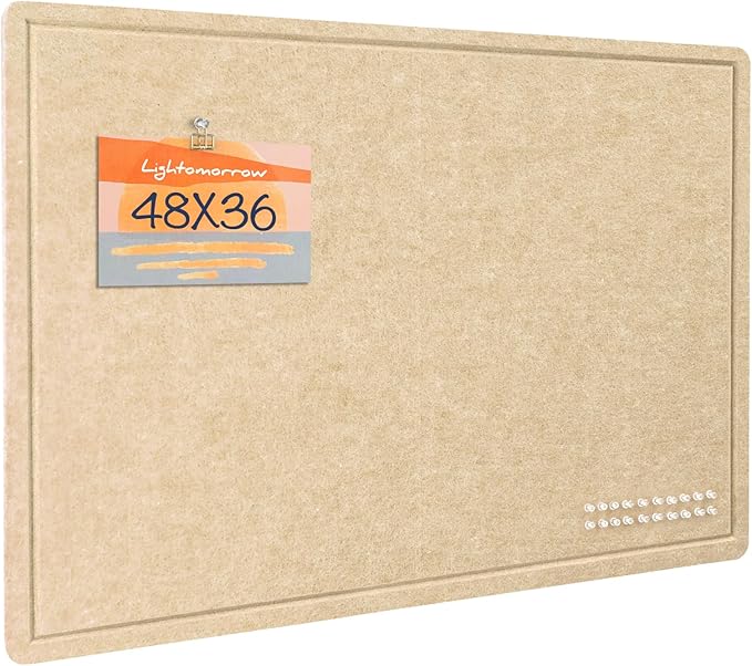 Large Bulletin Board - 48 x 36 Inches, Decorative Felt Pin Board for Wall - 4' x 3' Foldable Photo Display Board with Self-Adhesive Tape, Includes 20 Push Pins - Beige Brown