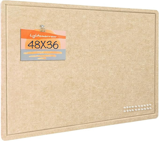 Large Bulletin Board - 48 x 36 Inches, Decorative Felt Pin Board for Wall - 4' x 3' Foldable Photo Display Board with Self-Adhesive Tape, Includes 20 Push Pins - Beige Brown