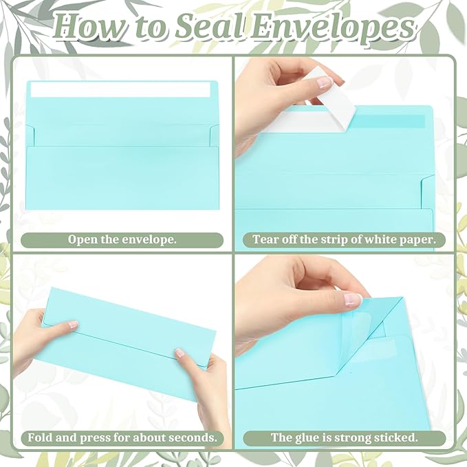 200 Pcs #10 Business Envelopes, Self Seal Standard Envelopes, Windowless Business Mailing Envelopes for Office, Checks, Letters, Invoices, Statements, Wedding, Size 4-1/8 x 9-1/2 inch (Light Blue)