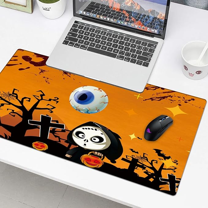 Halloween Desk Pad Protector, Stitched Edges Mouse Pad, Large Office Desk Mat, Non-Slip Desk Blotter, Laptop Desk Pad, Desk Writing Pad for Office and Home (XXL)