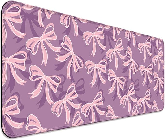 Pretty Purple Bows Gaming Desk Mat, Computer Keyboard Large Extended Long Girly Mouse Pad for Office and Home, XL (W15)