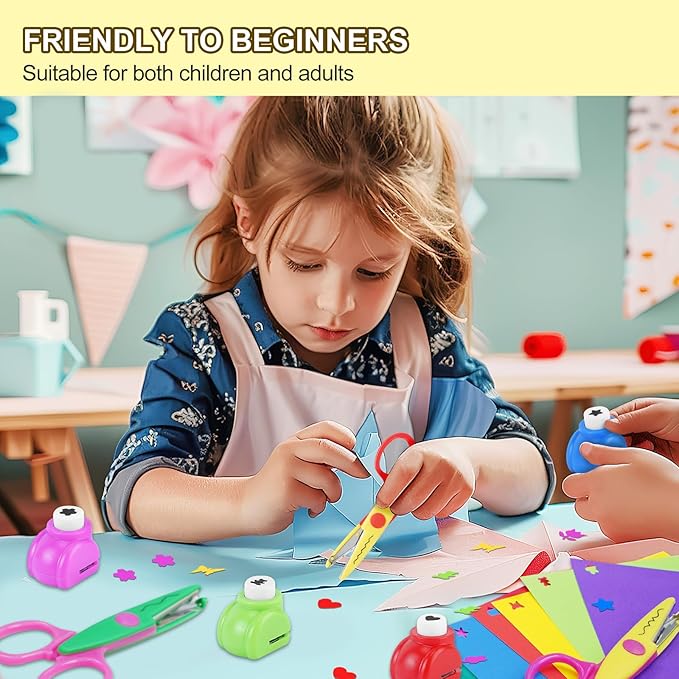 UCEC 42 Pack Craft Scissors Decorative Edge, Hole Punch Shapes Craft, Cardstock Paper for DIY Art, Crafts, Scrapbook, Card Making, School Supplies