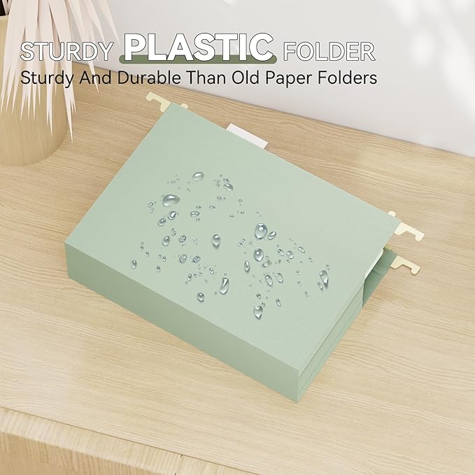 Plastic Expandable Hanging File Folder Letter Size,Heavy Duty 2“Expansion,Extra Capacity Hanging File Folders with Tabs,Accordian Pocket,No Assembly,Filing Cabinet Folders,12 Pack,Pastel Color