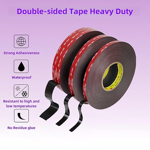 Double Sided Tape Heavy Duty, Mounting Adhesive Tape 1/4 in x 15.4 ft, Waterproof Adhesive Strip Tape for Indoor & Outdoor, Automotive Trim, Garage,LED Strip Lights, Home Decor
