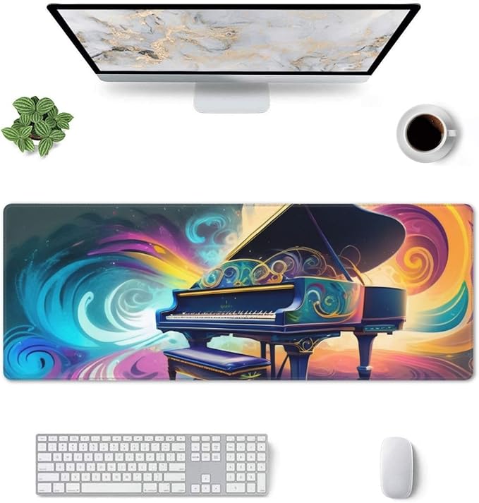 Gaming Mouse Pad, Large Non-Slip Rubber Base Mousepad, Keyboard Mouse Mat, Desk Pad with Stitched Edges, 31.5x11.8inch, Paino