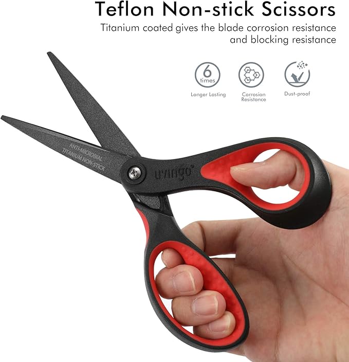 LIVINGO 8" Premium Scissors for Office, Multipurpose Titanium Non-Stick Craft Scissors for DIY, Sharp Stainless Steel Blades Comfort Grip, 3 Pack