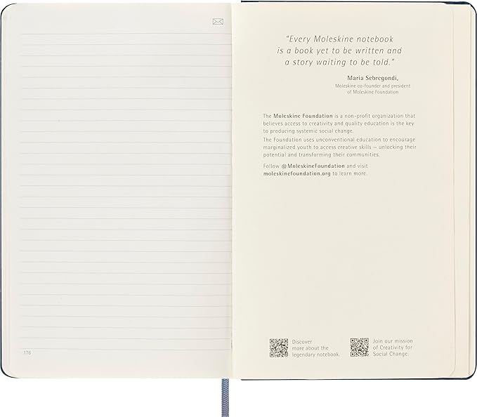 Moleskine Smart Notebook, Large, Ruled, Sapphire Blue, Hard Cover (5 x 8.25)