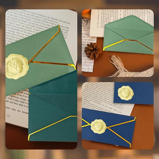 30 Pack #10 Business Envelopes with Gold Border and Stickers, 9.49x4.13 Inch Self Seal Standard Envelopes for Office, Letters, Checks, Invoices, Documents (Navy Blue)