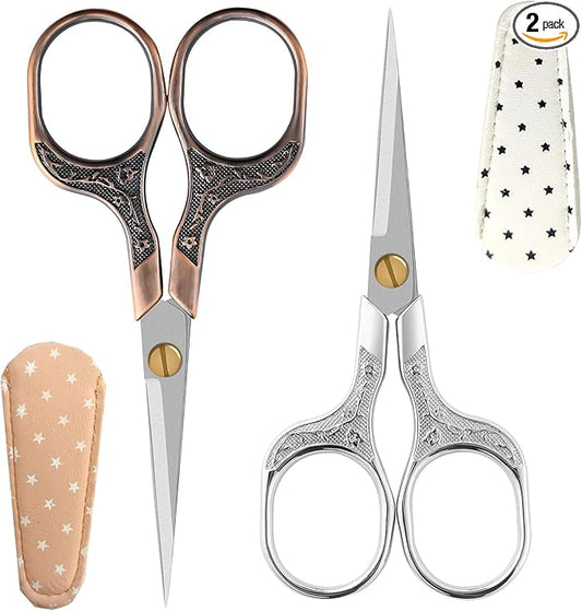 Facial Small Hair Grooming Beauty Scissors,2pcs 5 inch Comestic Cutting shears for Men and Women,Hair Trimming,Beard,Nose Hair,Eyelash,Sewing,Embroidery,Craft, Art Work & Everyday Use
