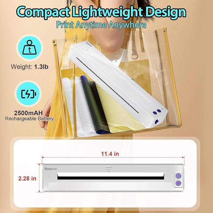 Bagana Wireless Tattoo Stencil Printer, Bluetooth Thermal Temporary Portable Tattoo Transfer Machine Kit Compatible with Smartphone & PC