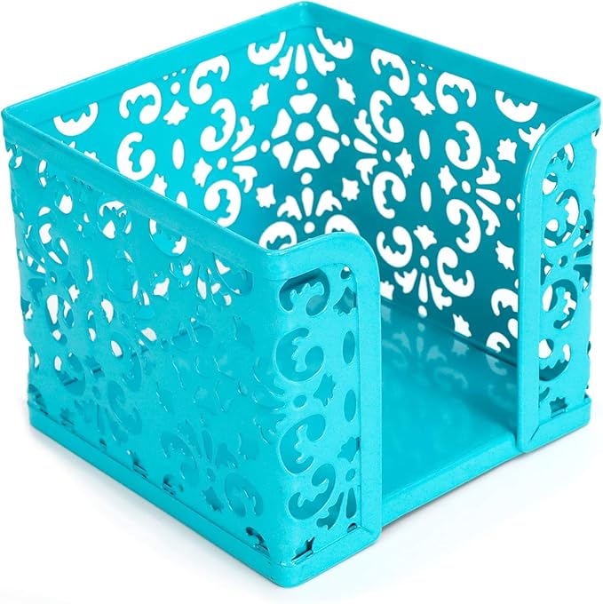 EasyPAG 5-Piece Desk Organizer Set with Carved Floral Design - No Assembly Stackable 2-Tier File Tray, Letter Sorter, Pen & Card Holders for Office/Home/Dorm, Dark Teal