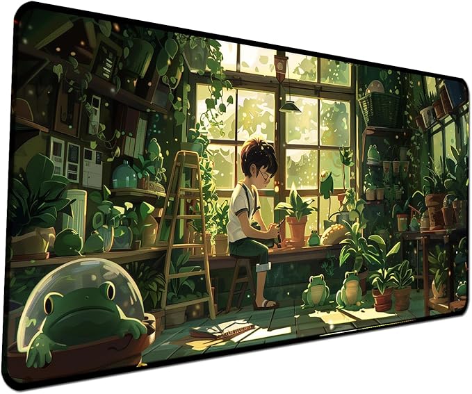Frog Cute Mousepad 31.5 x 15.7 inch, Large Green Desktop Mat, Waterproof Desk Mat Gaming Mouse Pad, Laptop Pad, Computer Writing Mat for Home Office Desk Decor