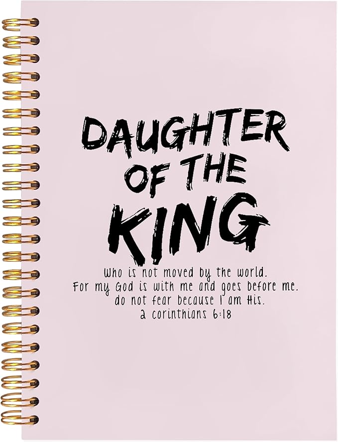 BearCake Prayer Journal for Woman,Christian Bible Journal,Christian Gifts for Women, Bible Notebooks for Note Taking, Daughter of the King,Spiral bible Notebook 5.5x8.3 Pink