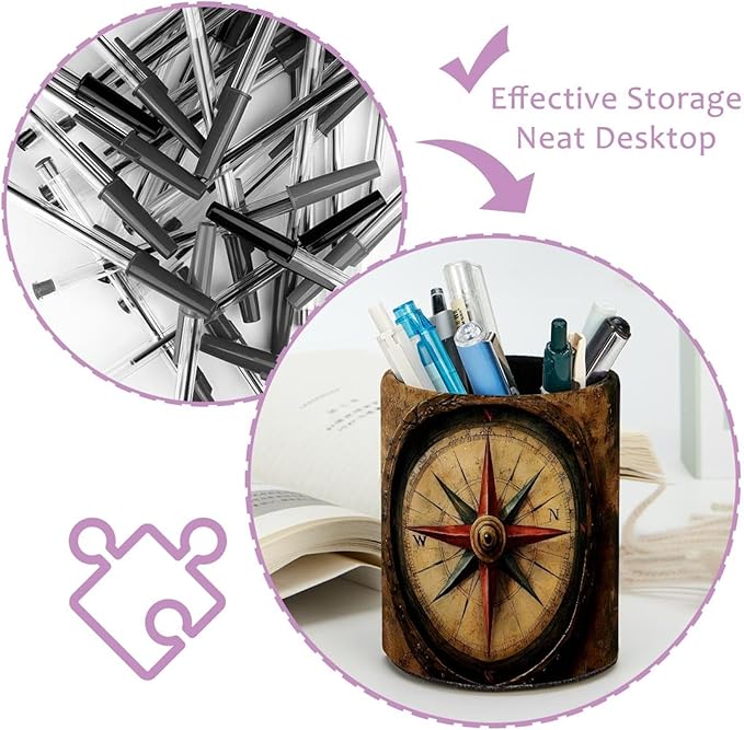 Pen Holder for Desk, _Compass (1) Pencil Holder, Cup Holder for Desk Office, Pen Organizer