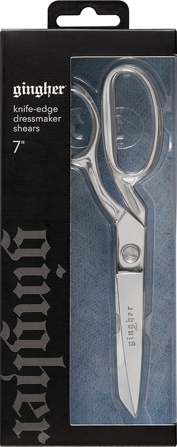 Gingher Dressmaker's Fabric Scissors with Protective Sheath - 7" Stainless Steel Shears - Sharp Knife Edge Fabric Scissors - Silver