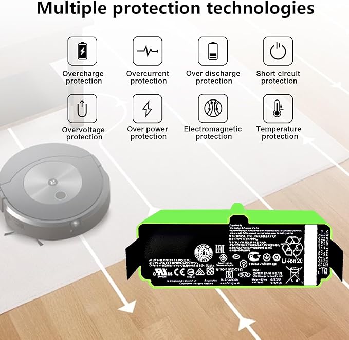 for iRobot Battery Replacement Roomba Battery Compatible with Roomba 890 891 895 877 860 850 805 801 700 695 690 685 680 677 675 671 670 665 652 640 614 615 500 400 g3 Series 1800Li 26Wh 1800mAh