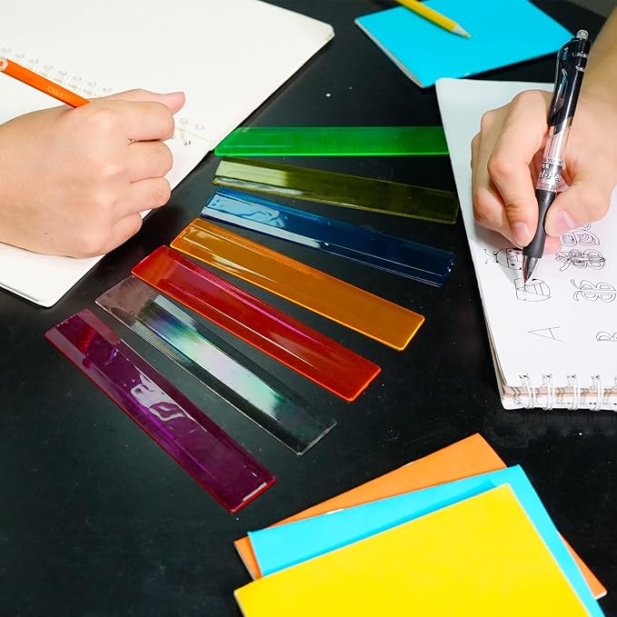 14 Packs 6 Inch Small Rulers for Kids, Plastic School Ruler with Inches and Centimeters, Assorted Colors