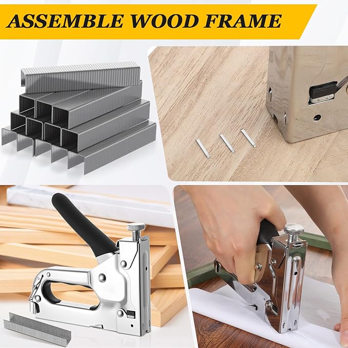 Faccito 6000 Pcs Staple Gun Kit Heavy Duty Manual Stapler Includes 1/4", 3/8", 1/2" Staples for Upholstery Professional Household Projects