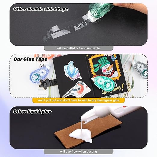 4 Pack Double Sided Tape Roller, Scrapbook Supplies, Double Sided Tape for Crafts, Tape Dispenser, Double-Sided Adhesive Tape Runner for Scrapbooking Kit, 0.3IN x 26FT