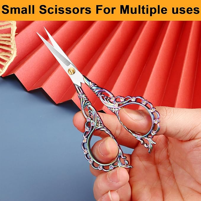 4.7 INCH,Embroidery Scissors Small Sewing Scissors With Cover,Sharp pointed tip,Travel Scissors In A Pouch,Stainless Steel Crochet Scissors for Craft Art Work Color Titanium.