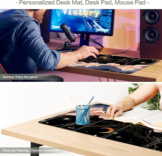 Vimorco Gaming Mouse Pad 31.5x15.7 Inch Large Desk Mat, Non-Slip Rubber Base & Smooth Precision Surface, Waterproof Extended Mouse Pad for PC, Laptop, Office and Table, Cloudy Moon