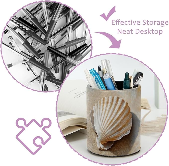 Pen Holder Cup for Desk, _Shell Sand (2) Pencil Cup Holder for Desk Office Pen Organizer