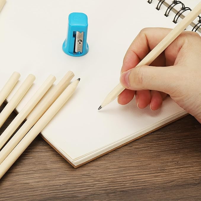 PATIKIL Round Wooden Pencils Bulk, 30 Pack HB Graphite Pencils Double-Ended Design for Office Supplies, Engineering Marking Writing Art Drawing Supplies, Brown