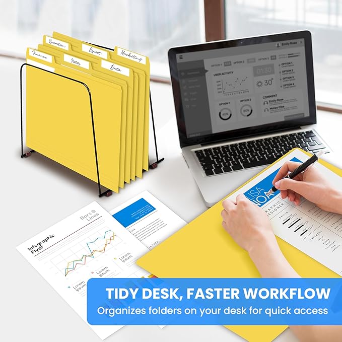 Colored File Folders Letter Size, 60 Pack Yellow Folders 1/3 Cut Tabs, Assorted Pastel Color Office School Buiness Folders for Filing Organization, Paper File Folder Bulk Set