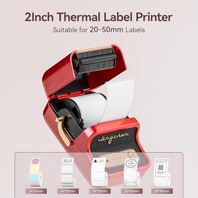 NIIMBOT B21 Label Maker Machine with Tape 2Inch Portable Sticker Printer Thermal Labeler for Jar Price Address Label for Business Home Office Organization, Red