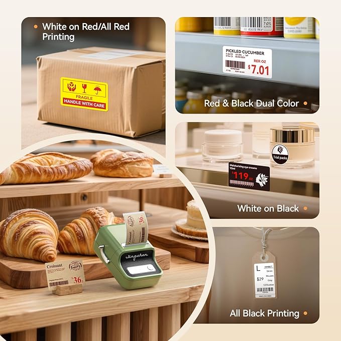 NIIMBOT Red&Black Labels, Refill Sticker Papers Only for B21 Pro 300DPI Label Maker, Dual Color Printing Stickers Good Idea for Schools,Business,Price Tags,Baking(2''x1.18''/50x30mm-Yellow)