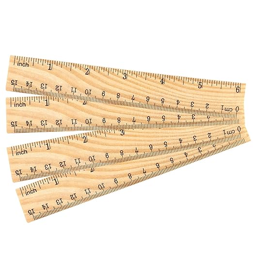 144 PCS 6 Inch 15 cm Wooden Rulers, 2 Scales Accurate Wood School Ruler Double Sided Wood Measuring Tool for Students, Crafts, Office, Home Uses