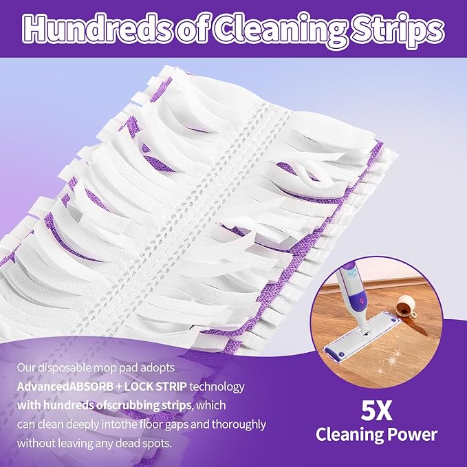 ZHAYAO 10 Pack Disposable Power Mop Pads for Swiffer Power Mop Pads, Compatible with Swiffer Power Mop Refills, Unscented Spray Replacement Floor Cleaning Refills for urface/Hardwood Floor Cleaning