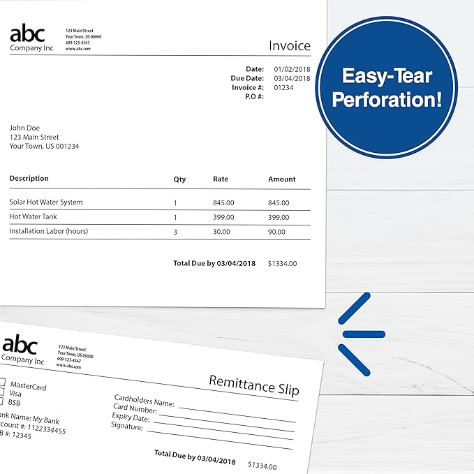 PrintWorks Professional 3" Horizontal Perforated Paper 8.5” x 11” - Perfect For W-2, 1099, & Statement Use - Made in the USA - 500 Sheets - 20 lb - Printer Compatible - White (04167)
