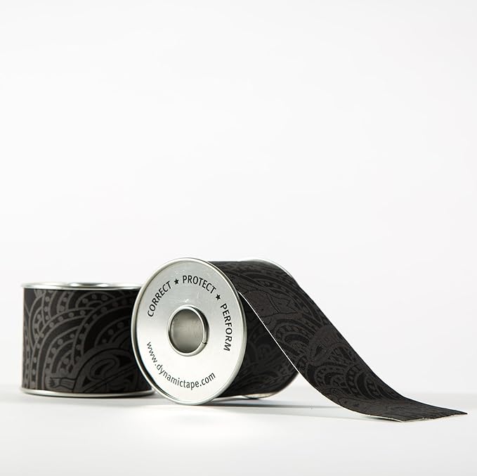 Dynamic Tape Eco | Biomechanical Adhesive Tape | Physio Tape for Knee, Ankle, Shoulder, Leg, Muscle Support | Sports Tape for Football, Rugby, Ideal for Athletes |Grey & Black - 3" (1)