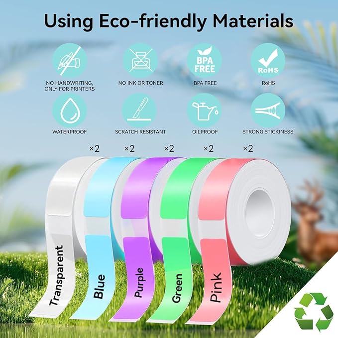 eebbl Label Maker Tape Refill 15mm 0.47 Standard Laminated Thermal Label Tape Replacement 0.59"×1.57"(15×40mm), 1650 Labels/10Rolls/Pack, High Definition Labeling Tape for Home Office School Hotel