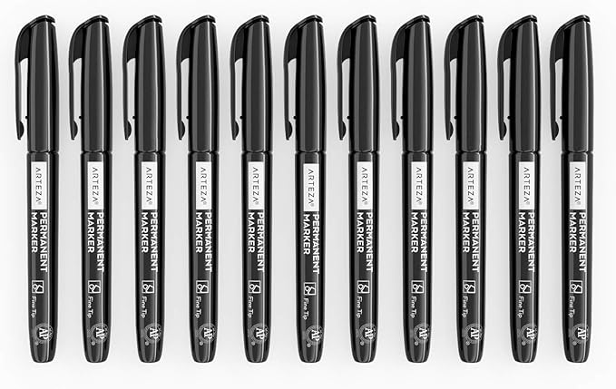 ARTEZA Permanent Markers Black, Bulk Set of 60, Fine Tip, Waterproof