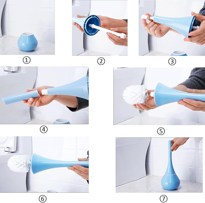 Toilet Brush with Holder, INCHANT Bathroom Detachable Toilet Brush - Blue