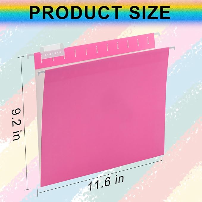 6 Pack Pink Hanging File Folders with Pocket,Letter Size Decorative File Folder Cute Pretty Hanging Folder for Office Home School with 1/5-Cut Adjustable Tabs