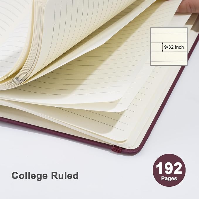ViVin Lined Journal Notebooks, 3 Pack, (Black, Burgundy, Dark Green), 192 Pages, Medium 5.5 x 8.3 inch, College Ruled, A5 Hardcover Notebooks, Journaling Notebooks for Work, Writing, School