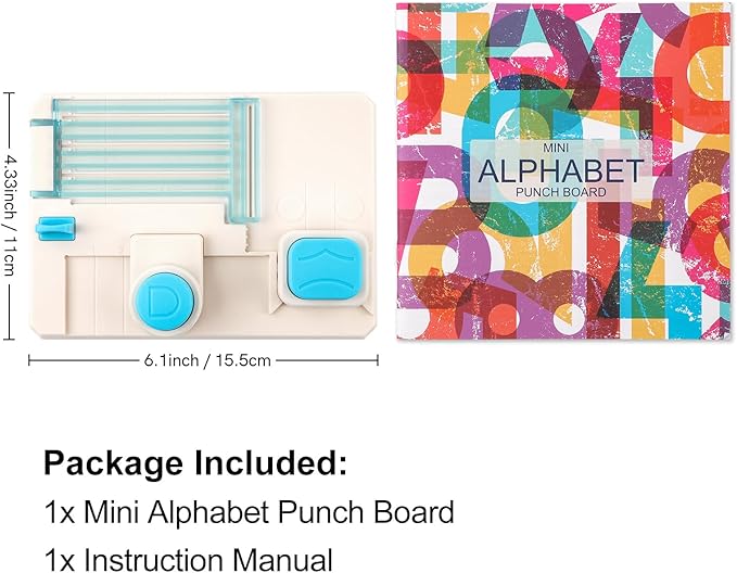 BAOFALI Mini Alphabet Punch Board, 6x4.25inch Paper Hole Punches for DIY Craft Cards Scrapbooking Party Decor,Custom DIY Crafting Projects, Banners, Signs, Cards, Creating Letters, Numbers