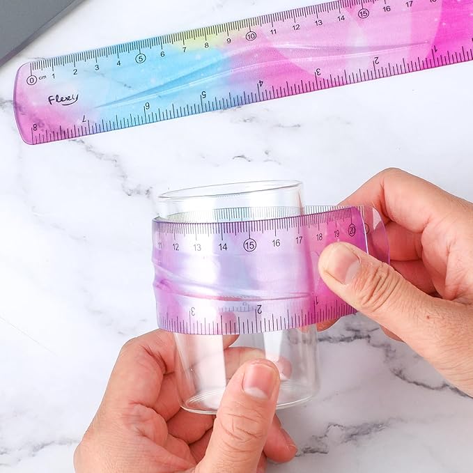 Grevosea 2 Pieces Flexible Ruler, 20cm/8inch Plastic Ruler Shatterproof Straight Edge Ruler Soft Bendable Ruler for School Classroom Office Kids & Adults (8inch)