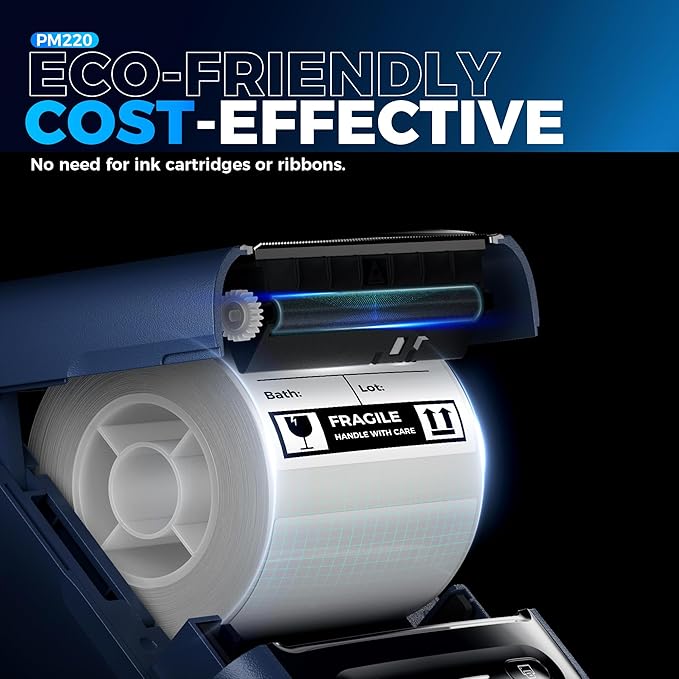 Nelko Label Maker Machine with Tape, PM220 Bluetooth Label Printer, 2 Inch Portable Thermal Printer for Small Business, Address, Logo, Clothing, Sticker Maker for Phones & PC, Navy Blue