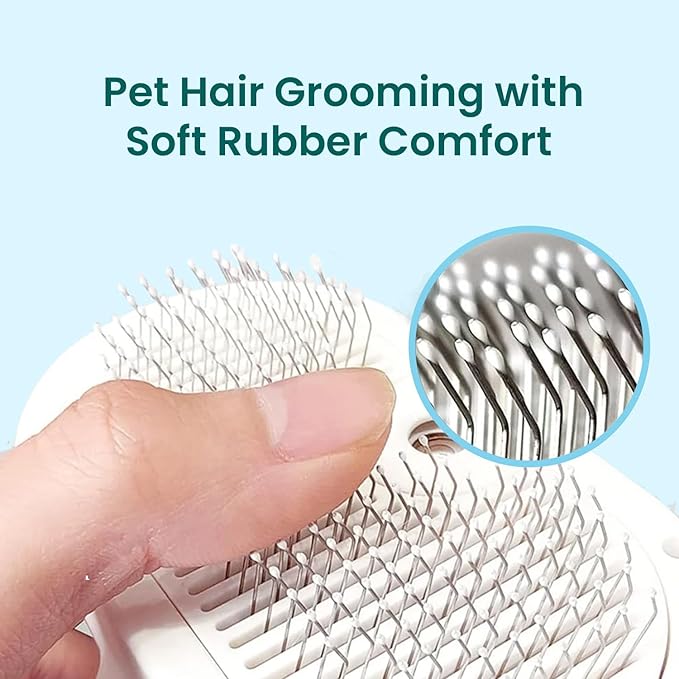3 In 1 Steam Grooming Brush for Cats & Dogs, USB Rechargeable Hair Removal Comb with Spray Mist, Includes 200 ml Shampoo for Indoor Pet Shedding & Detangling (White)