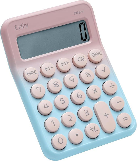 Pocket Calculator, Kids 8 Digit Small Desktop, LCD Display, Cute & Aesthetic Calculator (Gradient Blue, S 1 Pcs)