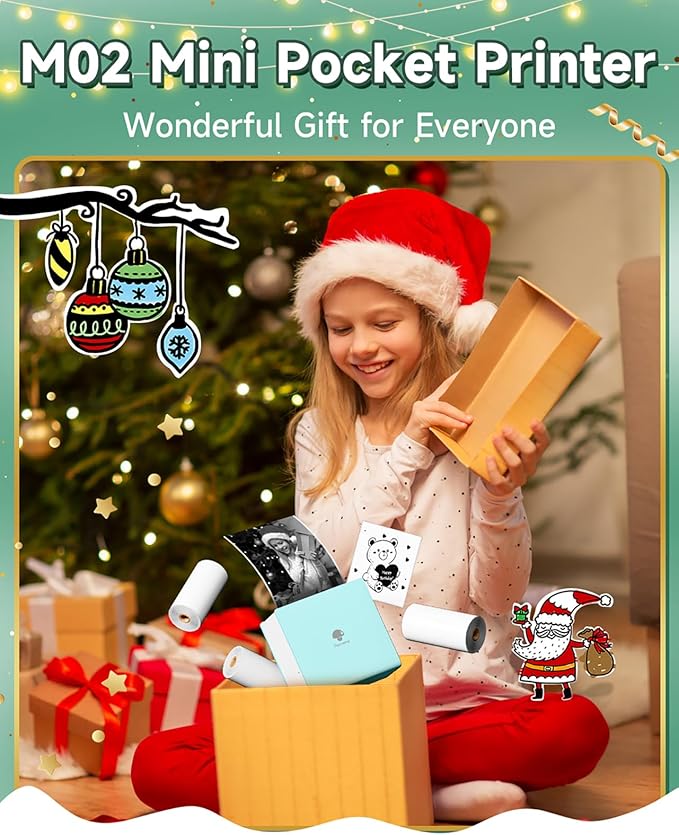 Phomemo Sticker Printer- Mini Sticker Printer Maker Machine, Mini Pocket Printers Instant Print for DIY Creation, Study Notes, Photos, Name Label, Portable Thermal Printers for Kids/Students/Teacher