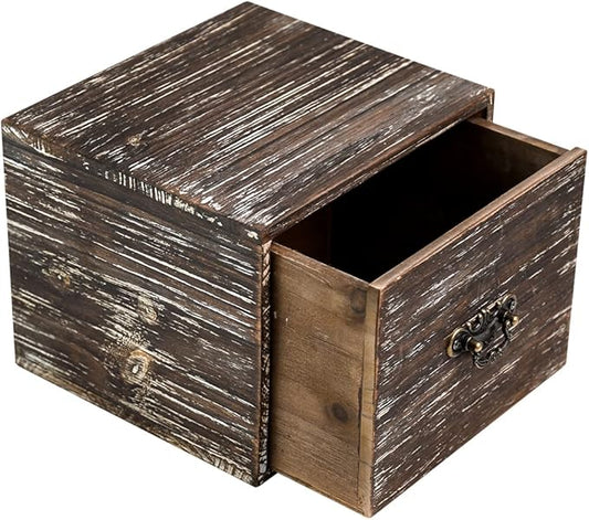 Office Desk Organizer with Drawers Dark Brown Vintage Square Wood Desktop Storage Box Workspace School Supplies Farmhouse Kitchen Countertop Makeup Storage bins for Home Toiletries Supplies Vanity……