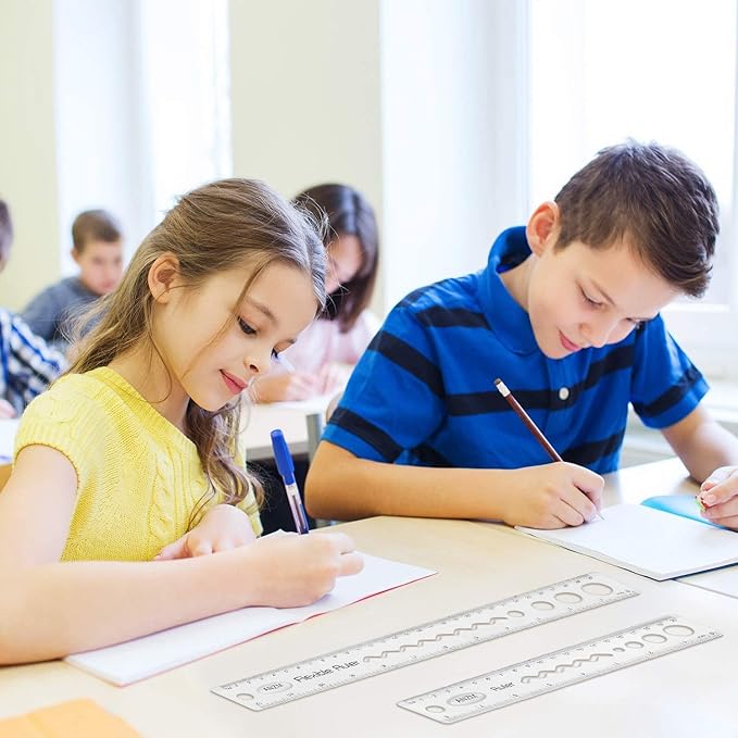 8 PCS Unbreakable Rubber Ruler 30cm / 12 inch Bendy Multipack Flexible Clear Rulers Soft Tape Measurement Shatterproof Bendable Straight Ruler for School Classroom Office Supplies